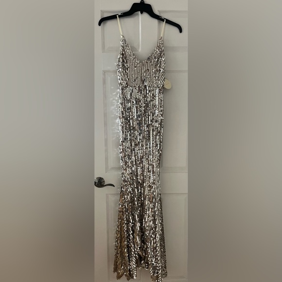 Luxxel Dresses & Skirts - NWT, silver sequined formal mermaid dress